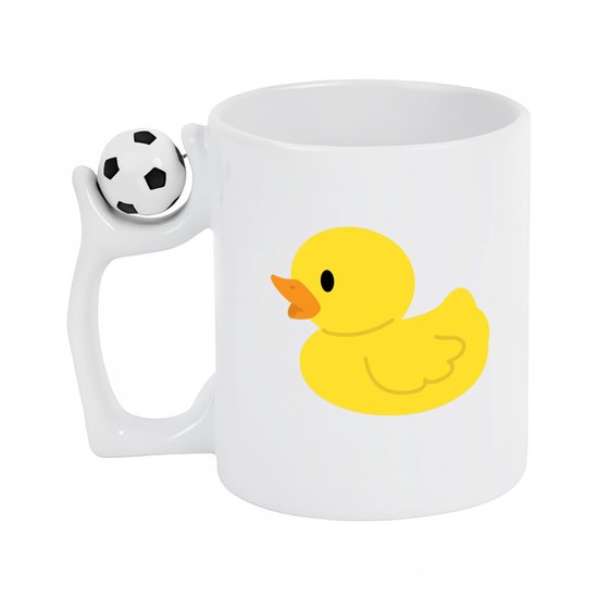 Hacebo® – Tasse à café en forme de canard en caoutchouc avec ballon de football blanc – Canard en Bain – Amoureux des Animaux – Tasse à thé – Tasse à café – Animaux – speelgoed – Canards – Tasse à café – 330 ml
