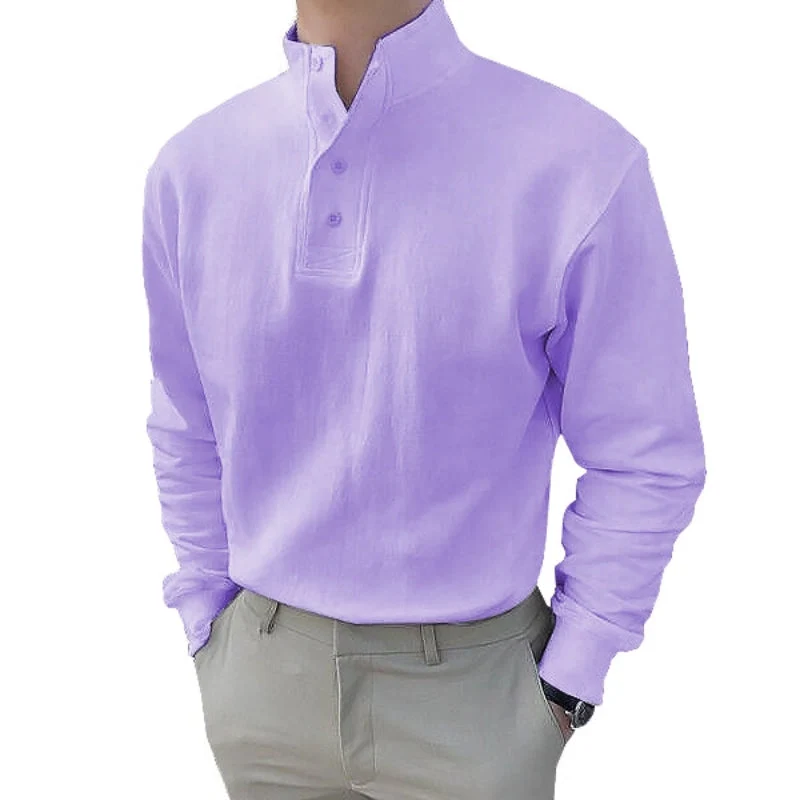 Polo homme col montant et manches longues