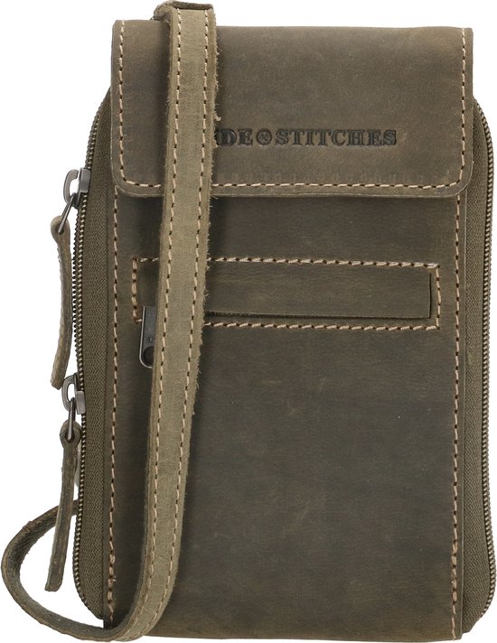 Hide & Stitches Idaho Leather Phone Bag / Crossbody Bag / Bum Bag - Vert Olive