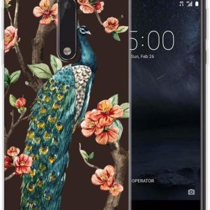 Housse TPU Silicone Etui pour Nokia 5 Coque Téléphone Peacock Avec Des Fleurs Housse TPU Silicone Etui pour Nokia 5 Coque Téléphone Peacock Avec Des Fleurs