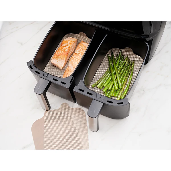Set de feuilles de cuisson rectangulaires pour friteuses à air chaud double panier NoStik – Image 3