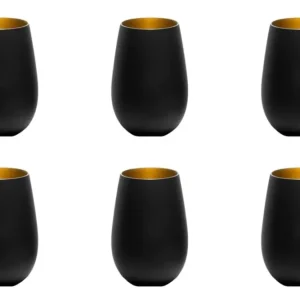 6er Set Elements Becher 465ml schwarz/gold