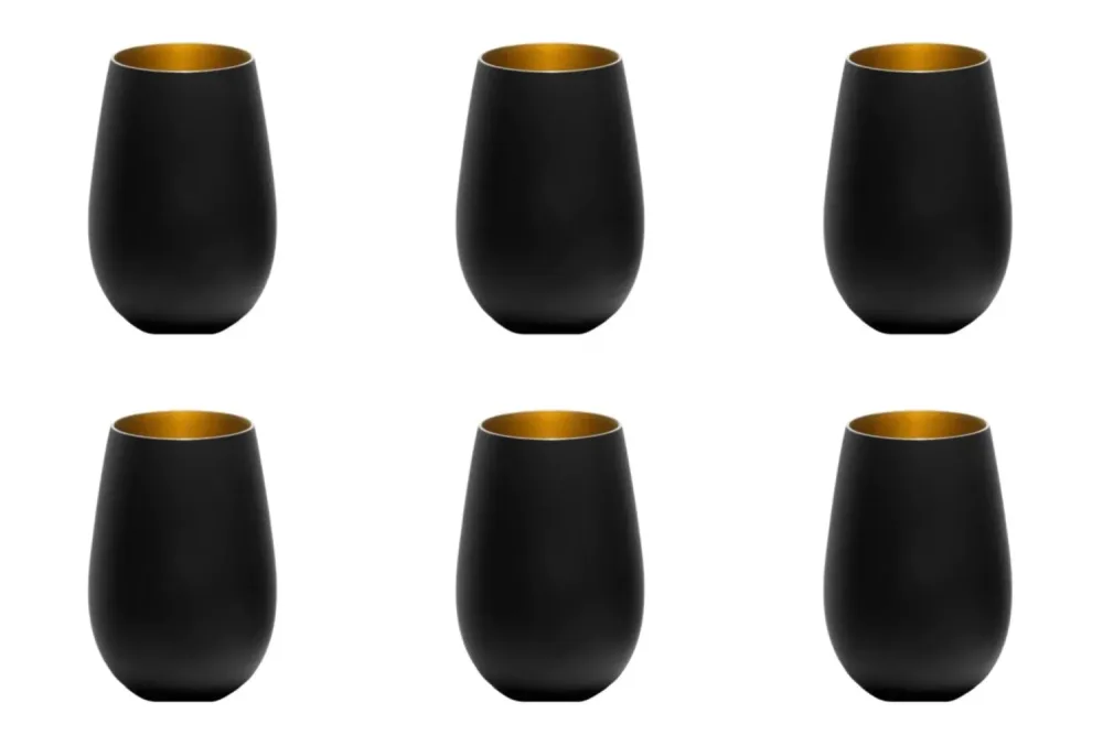 6er Set Elements Becher 465ml schwarz/gold