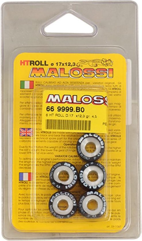Galet rouleau de variateur Malossi pour Scooter Gilera 50 Stalker 2000 à 2017 19x15.5 5Grs / 66 9420.C0 Neuf