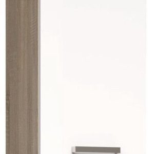 Meuble de salle de bains mural – Finition Wit et chêne – 1 porte – H 68,8 x P 29 x L 40,2 cm – VERIS