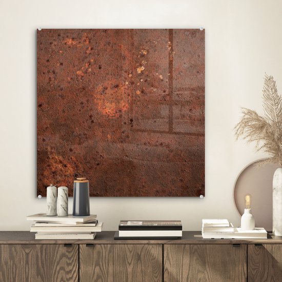 MuchoWow® Peinture sur verre 50x50 cm - Peinture sur verre acrylique - Rouille - Marron - Vintage - Photo sur verre - Peintures
