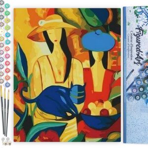 Figured’ Art Peinture par numéros Adultes Toile Femmes et Chat Bleu – Kit de Peinture Acrylique Artisanale DIY Complet – 40x50cm sans Cadre Figured’ Art Peinture par numéros Adultes Toile Femmes et Chat Bleu – Kit de Peinture Acrylique Artisanale DIY Complet – 40x50cm sans Cadre