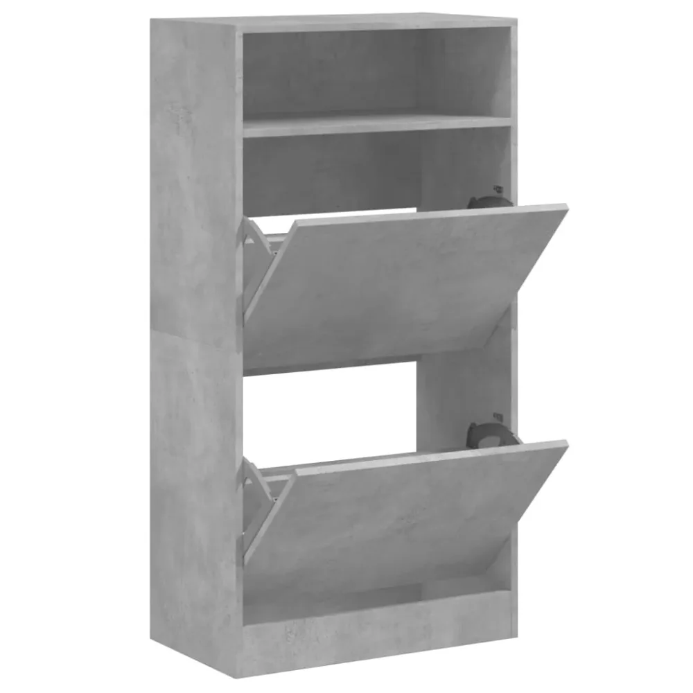Shoe Cabinet Concrete Grey 60x34x116 cm Engineered Wood – Image 2