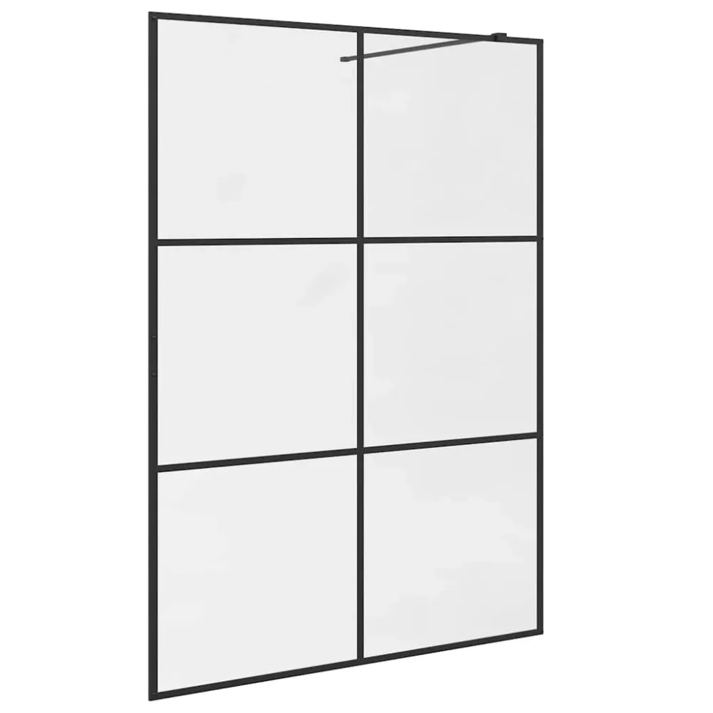 Walk-in Shower Wall with Clear ESG Glass 140x195 cm Black – Image 2