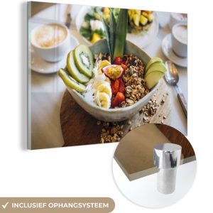 MuchoWow® Peinture sur verre 180×120 cm – Peinture acrylique sur verre – Petit-déjeuner dans un bol – Photo sur verre – Peintures