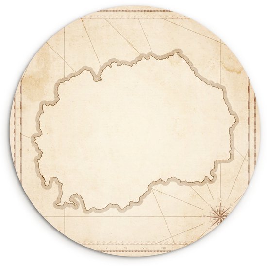 Illustration d'une carte ancienne de la Macédoine du Nord Plaque en plastique de cercle mural ⌀ 60 cm - impression photo sur cercle mural / cercle vivant (décoration murale)