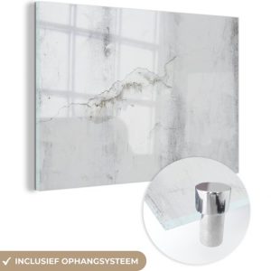 MuchoWow® Peinture sur verre 120×80 cm – Peinture sur verre acrylique – Béton – Grijs – Wit – Photo sur verre – Peintures