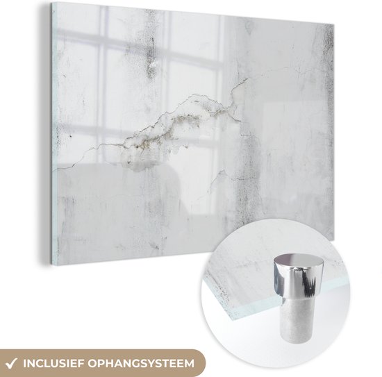 MuchoWow® Peinture sur verre 120x80 cm - Peinture sur verre acrylique - Béton - Grijs - Wit - Photo sur verre - Peintures