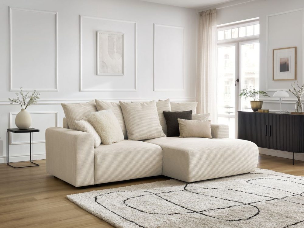 Canape d'angle convertible coffre ATILLA velours cotele – Image 2