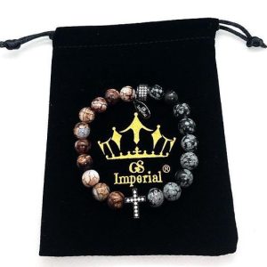 GS Imperial® | Bracelet pour dames | Bracelet en pierre naturelle femme| Bracelet Croix Femme | Bracelet croix femme| Perles obsidienne flocon de neige GS Imperial® | Bracelet pour dames | Bracelet en pierre naturelle femme| Bracelet Croix Femme | Bracelet croix femme| Perles obsidienne flocon de neige
