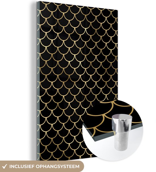 MuchoWow® Peinture sur verre 20x30 cm - Peinture sur verre acrylique - Motifs - Or - Zwart - Luxe - Photo sur verre - Peintures