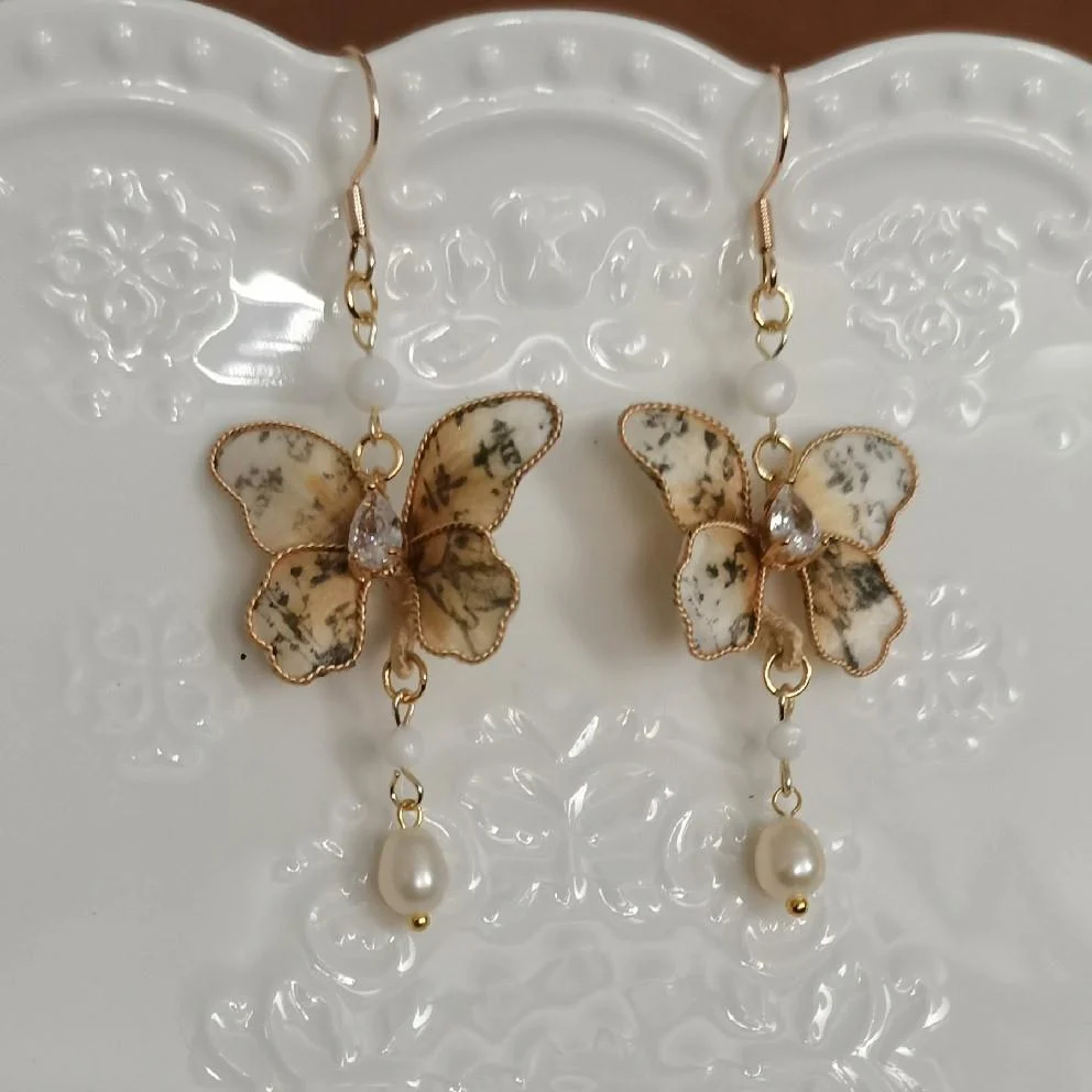 Butterfly Bespoke Earrings - Silk Earrings(Ronghua) – Image 3
