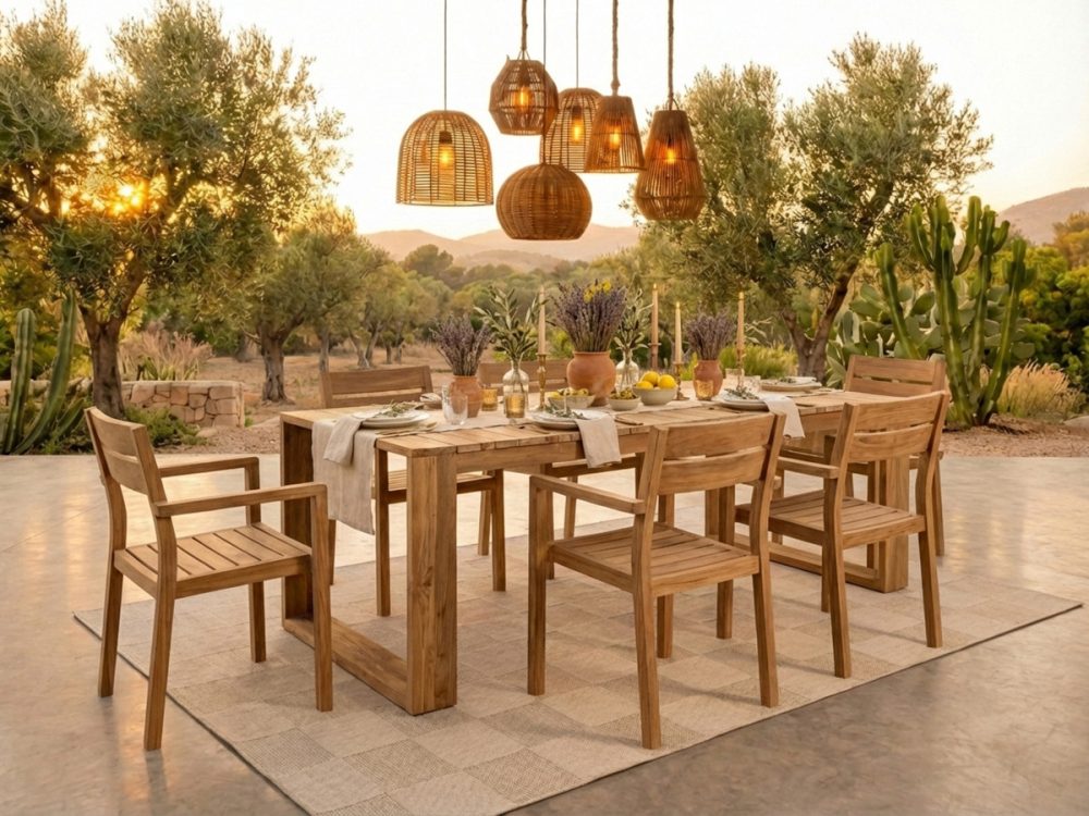 Ensemble de jardin LOMBOK avec table 200 cm + 6 fauteuils bois de teck – Image 3