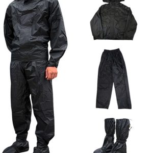 Maxxcovers® Costume de pluie + Surchaussures – Respirant & Imperméable – Met Capuchon & Sac de transport – Manches Ajustables – Veste de pluie & Pantalon de pluie Set Maxxcovers® Costume de pluie + Surchaussures – Respirant & Imperméable – Met Capuchon & Sac de transport – Manches Ajustables – Veste de pluie & Pantalon de pluie Set