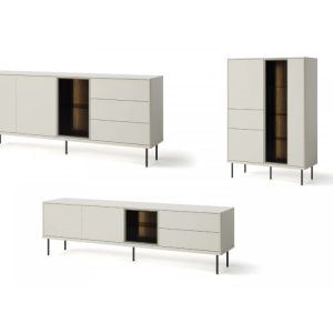 Ensemble ESPERA avec buffet 194 cm + meuble TV 194 cm + meuble vitrine avec LEDS