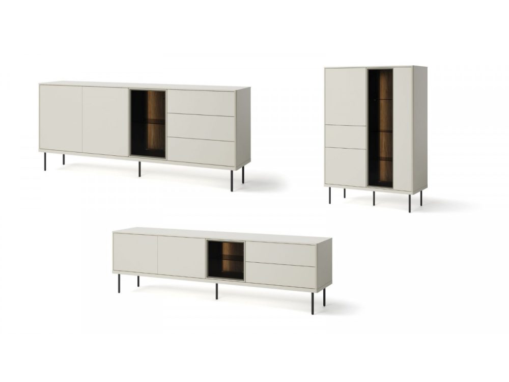 Ensemble ESPERA avec buffet 194 cm + meuble TV 194 cm + meuble vitrine avec LEDS