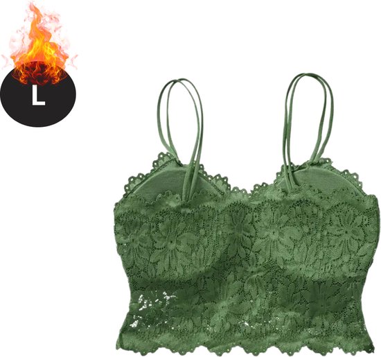 Livano BH -Gorge Sans Armatures - Sans Bracelets - Soutiens-gorge Gorge Push -up - Soutien-Gorge Comfort - Confortable - Vert - Taille L