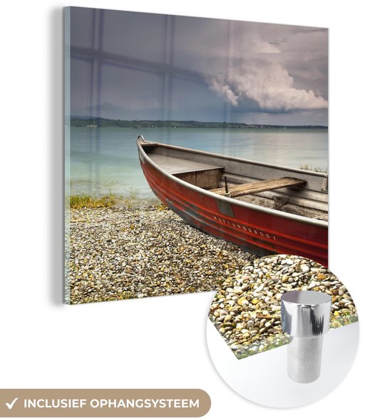 MuchoWow® Peinture sur Verre - Un canot de sauvetage à terre en Allemagne - 50x50 cm - Peintures sur Verre Acrylique - Photo sur Glas