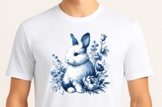 Hollands Konijntje Porselein Stijl - T Shirt - Nederland - TypischNederlands - GoodVibes - Gift - Cadeau - OranjeVibes - Vlaanderen - Cute - BeneluxVibes - DutchAndBelgian