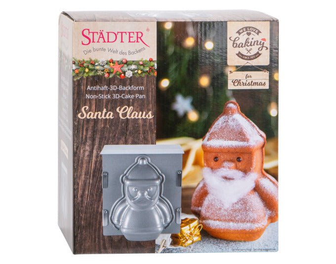STÄDTER Backform 3D Santa Claus 19x21x12 cm silber We love Baking – Image 2