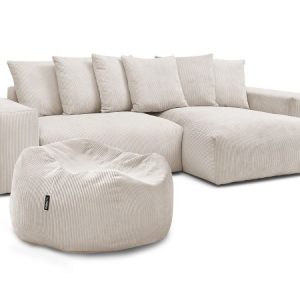 Canape d’angle reversible VOLTAIRE velours cotele avec pouf Canape d’angle reversible VOLTAIRE velours cotele avec pouf