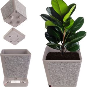 KADAX Pot de fleurs décoratif en plastique, jardinière rectangulaire avec système d’irrigation, pot de fleurs avec arrosage automatique et réservoir d’eau, marron chiné, 30 cm KADAX Pot de fleurs décoratif en plastique, jardinière rectangulaire avec système d’irrigation, pot de fleurs avec arrosage automatique et réservoir d’eau, marron chiné, 30 cm