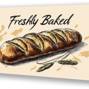 Illustration de baguette fraîchement cuite – Peinture de pain sur toile – Œuvre d’art de baguette – Dessin au trait – Décoration murale classique – Toile de cuisine – Toile 150×100 cm Illustration de baguette fraîchement cuite – Peinture de pain sur toile – Œuvre d’art de baguette – Dessin au trait – Décoration murale classique – Toile de cuisine – Toile 150×100 cm