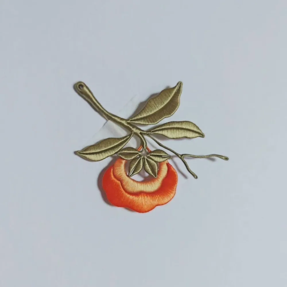Handmade Chanhua Persimmon Brooch - Botanical Branch Design – Image 2