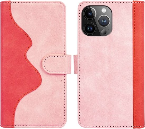 iPhone 15 Pro - Bookcase - Modèle livre Aspect cuir - Rose