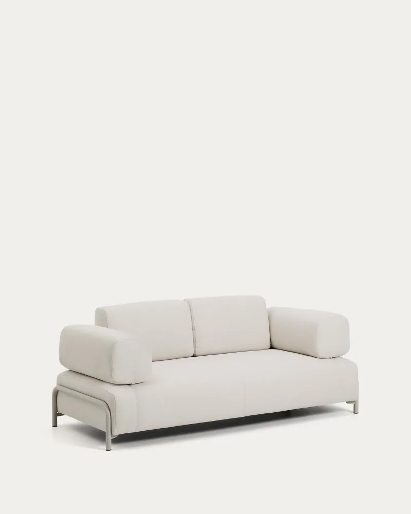 2-Sitzer-Sofa Compo aus Chenille in Ecru mit beigem Metallgestell 200 cm FSC Mix Credit – Image 2