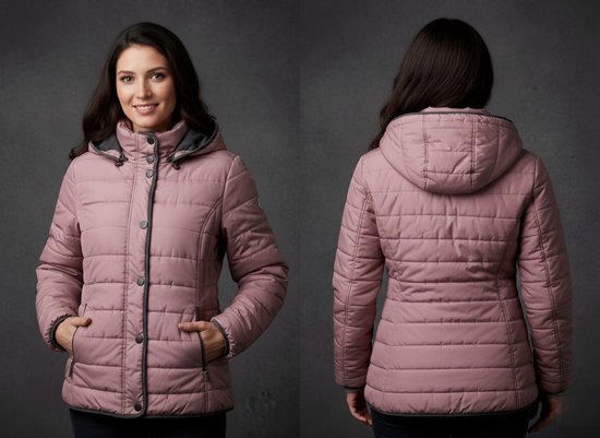 Merk Plein air' hiver Valino pour femme - Rose - Taille 42 - Imperméable - Respirante - Coupe-vent - Rembourrée - À capuche