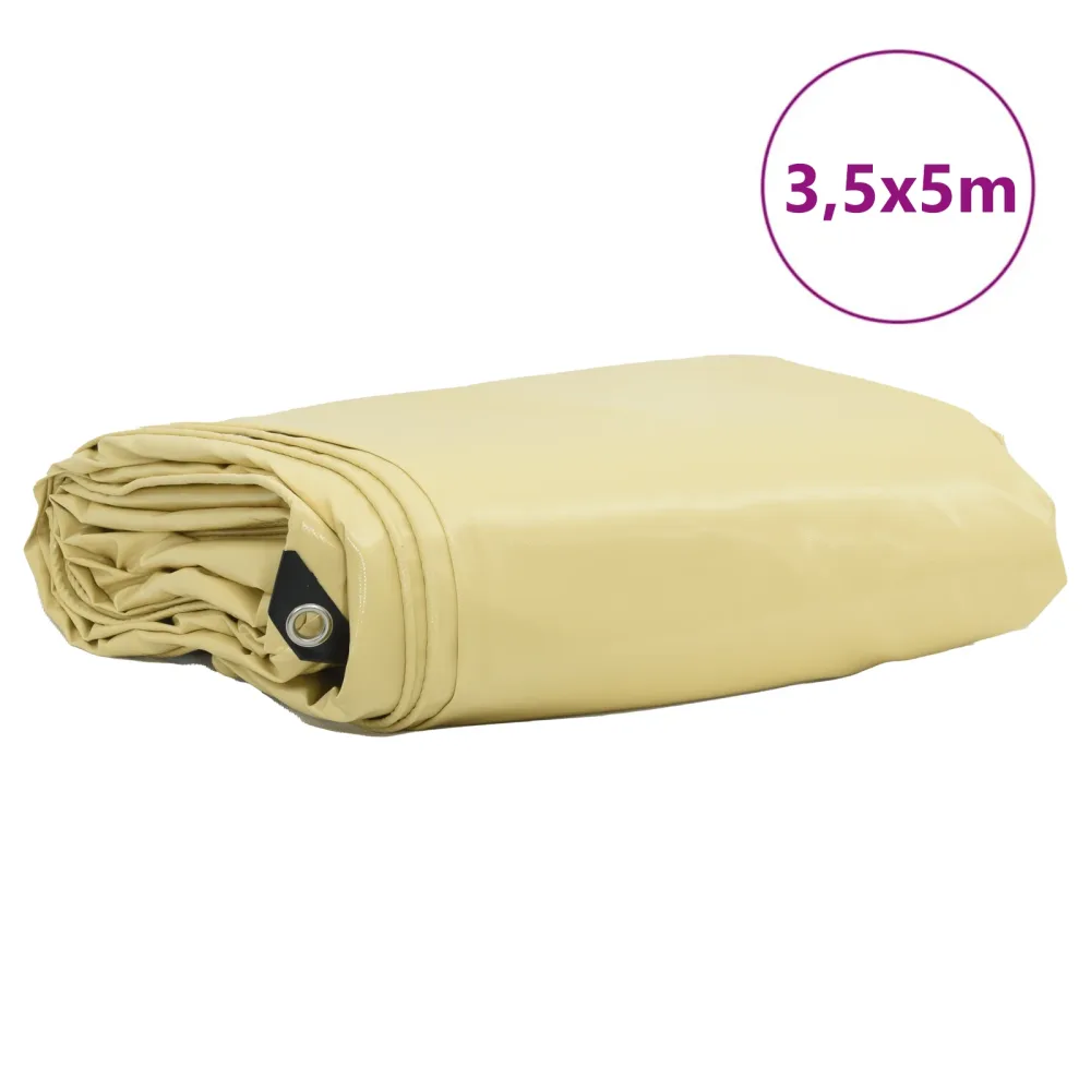 Tarpaulin 650g / m² Beige 3.5 x 5 m Canvas with PVC Coating – Image 2
