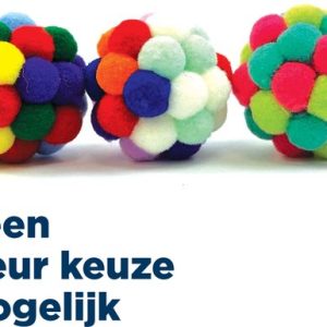 Jouet pour chat Happy Pet – Balle pompon assortie 4,5 cm – Douce et colorée