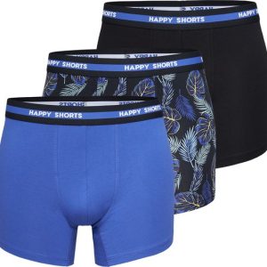 Happy Shorts Lot de 3 Boxers Homme Hawaii Zwart/ Blauw – Taille M Happy Shorts Lot de 3 Boxers Homme Hawaii Zwart/ Blauw – Taille M