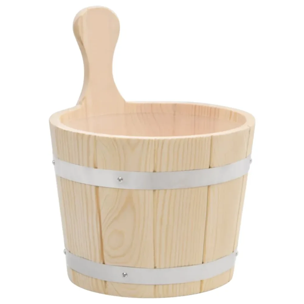 Sauna Bucket and Ladle Set Solid Wood Pine – Image 2