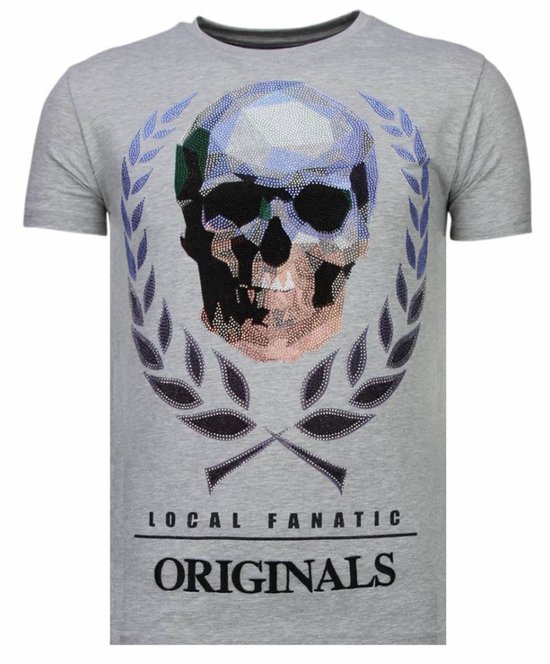Local Fanatic Skull Originals - T-shirt strass - Grey Skull Originals - T-shirt strass - T-shirt homme bleu marine Taille S
