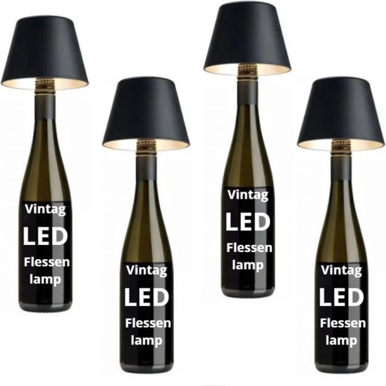 Lampe bouteille rechargeable – 4 pièces – Lampe de table – Zwart – Tactile Dimmable – USB C Rechargeable – LED Lampe bouteille rechargeable – 4 pièces – Lampe de table – Zwart – Tactile Dimmable – USB C Rechargeable – LED