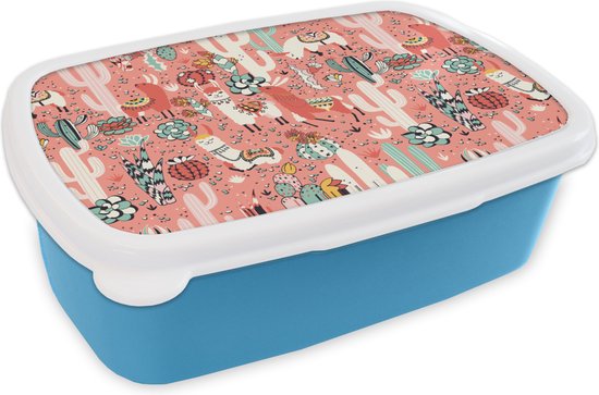 Lunch box Blauw - Lunch box - Boîte à pain - Motif - Jungle - Lama - 18x12x6 cm - Enfants - Garçon