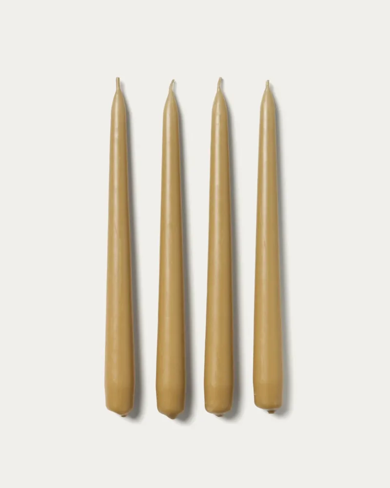 Set Talinen mit 4 beigen Kerzen