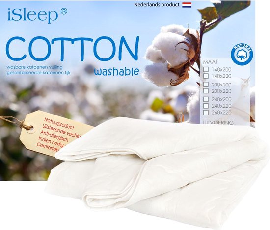 iSleep Couette d'été en Katoen lavable - 100% Katoen - Simple - 140x200 cm