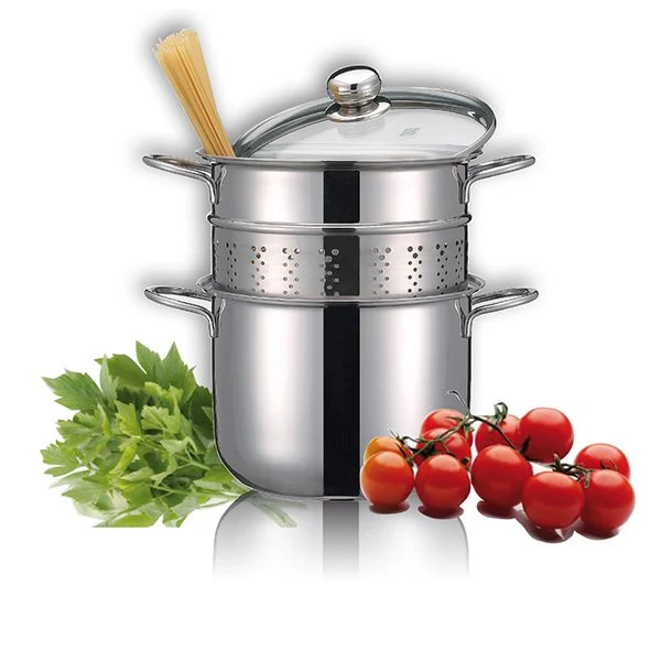 Cuiseur à pâtes en inox 18 10 avec couvercle en verre 22 cm 5 L Inoxriv – Image 2