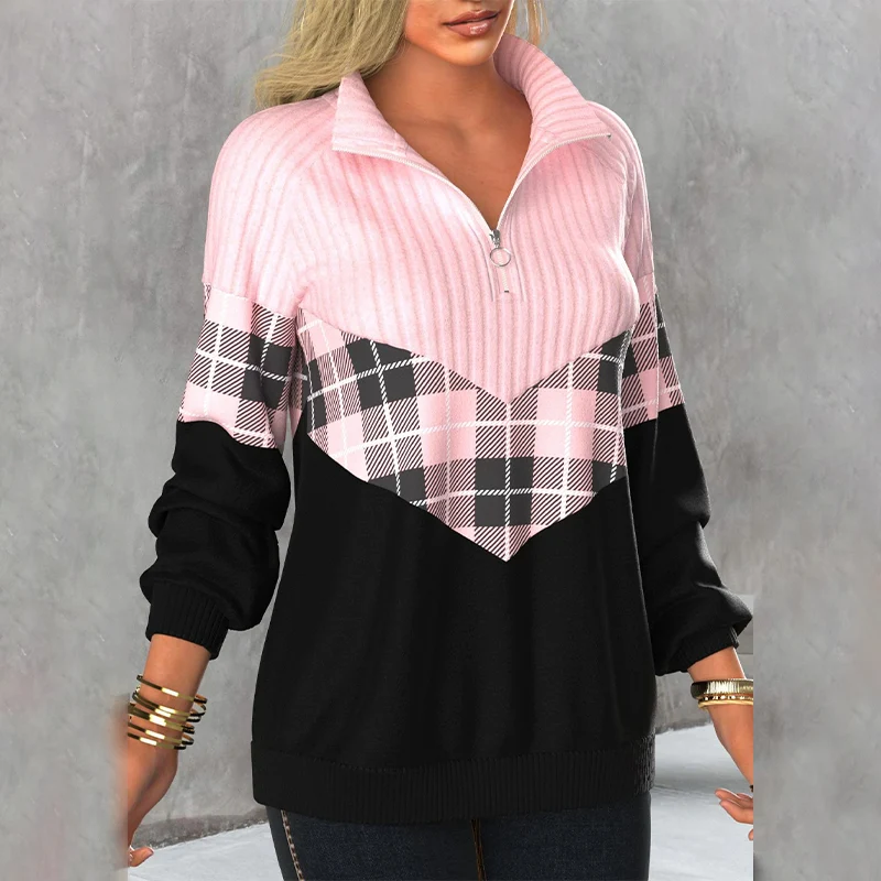 Pull Rose Pâle avec Col et Fermeture Éclair – Image 2