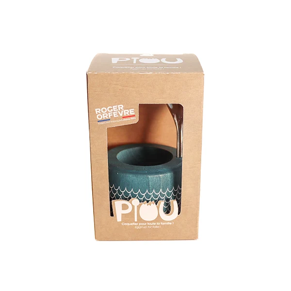 Coffret coquetier et cuillère Piou dragon bleu canard Roger Orfèvre – Image 3