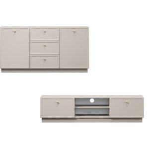Ensemble LORINA avec buffet 150 cm + meuble TV 150 cm poignees or