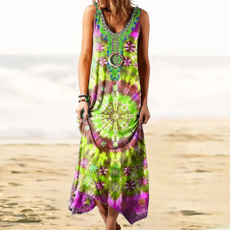Robe sans manches ample à imprimé tie-dye pour femmes – Image 2